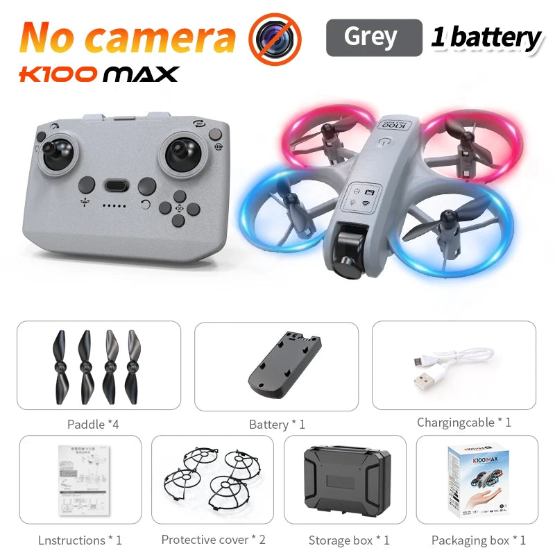 K100 Max Mini RC Drone 4K Professional HD Camera Optical Flow Positioning Colorfuls Dron Foldable RC Quadcopter Toys for Kids