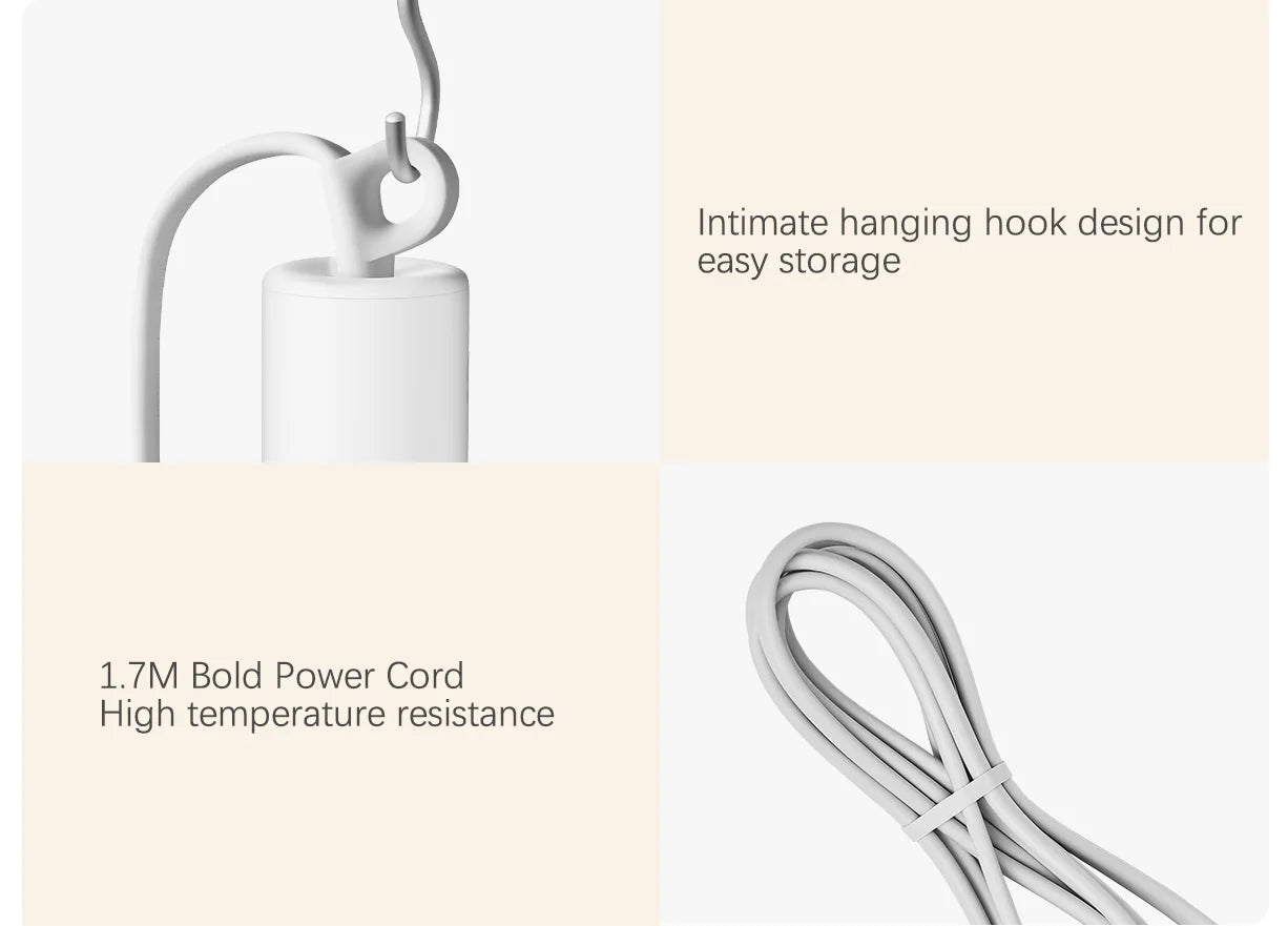 XIAOMI MIJIA H101 Portable Hair Dryer – 1600W,Foldable,50M Negative Ions,15m/s Airflow,Dual Heat & Speed Modes,220V With adapter