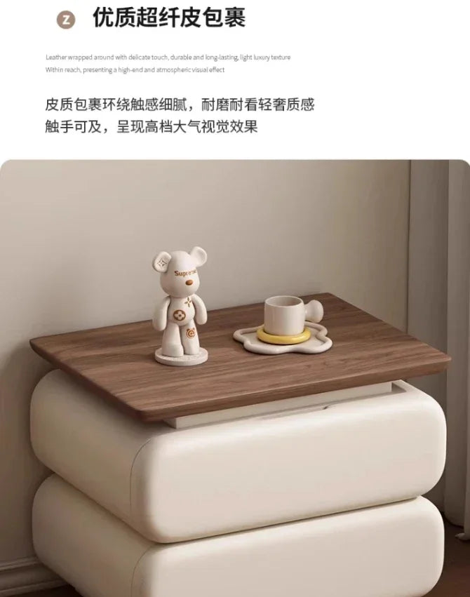 Cream Style Bedside Table Space Saving Nordic Trendy Unique Nightstands Storage Drawers Mesita De Noche Bedroom Furniture