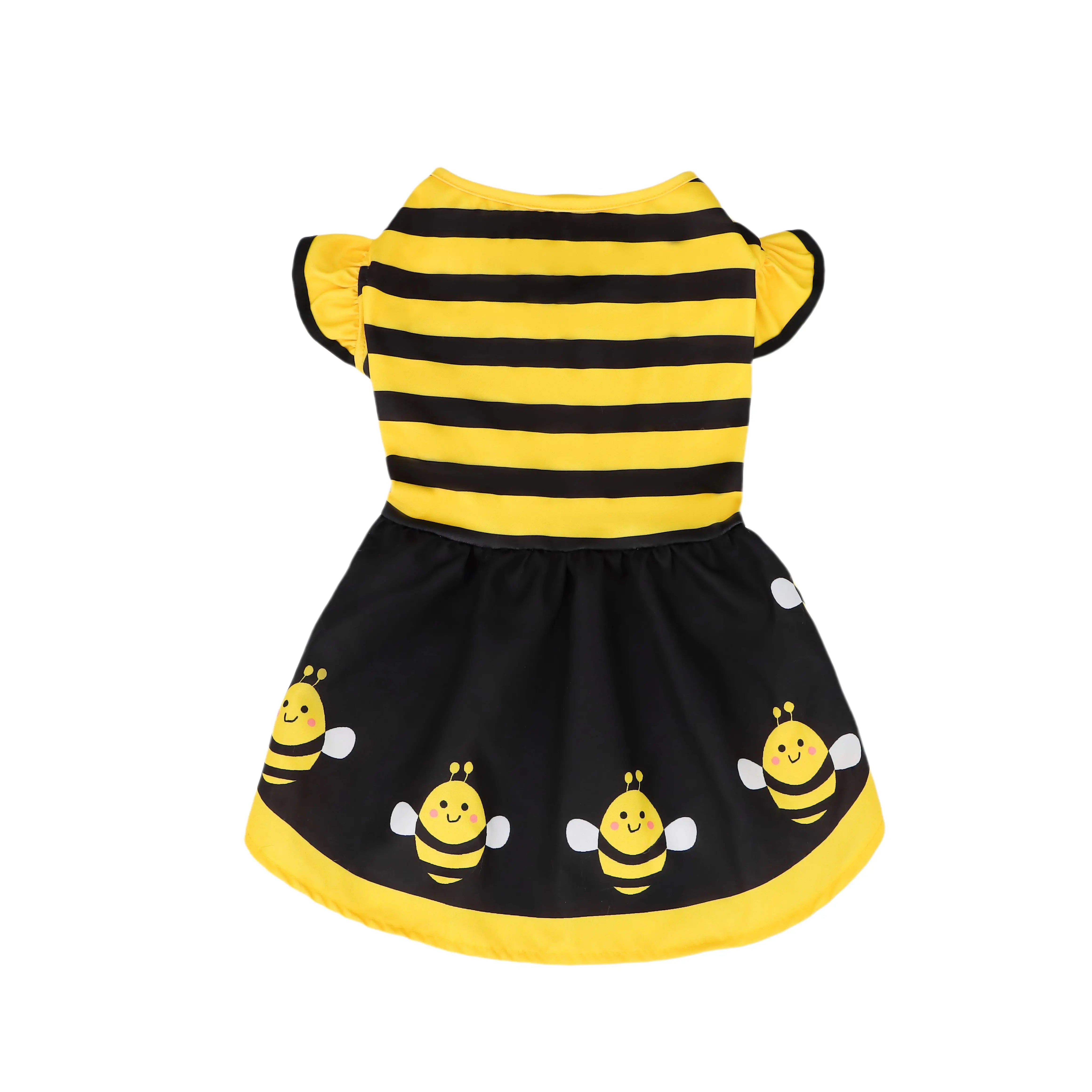 Dog Dress Cute Bee, Pet Bee Costumes, Yellow Cartoon Bumble Bee Stripes Dog Kitten Cat Puppy Pet Apparel for Party Halloween