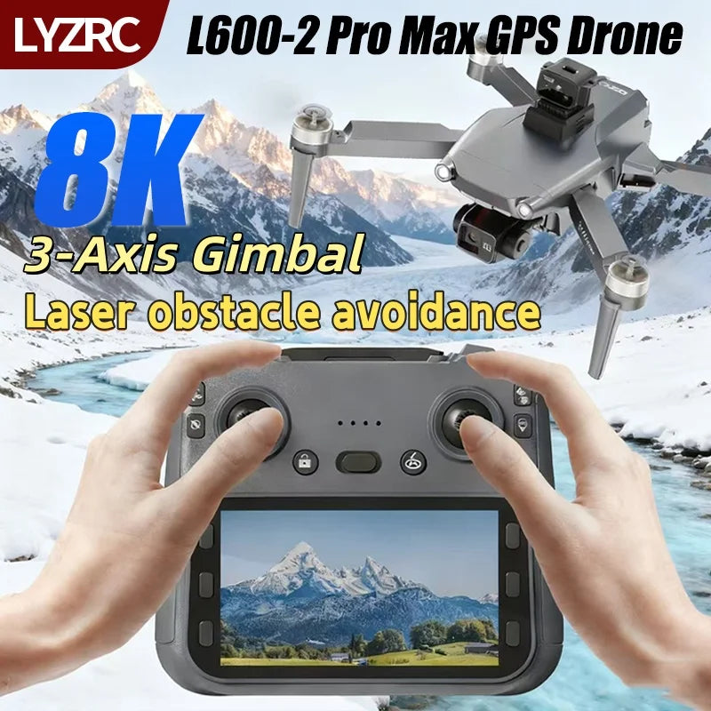 HOT-Professional 8K HD Dual Camera New L600-2 MAX GPS Drone 5KM 3-Axis Gimbal 360 Obstacle Avoidance Brushless Quadcopter Toy