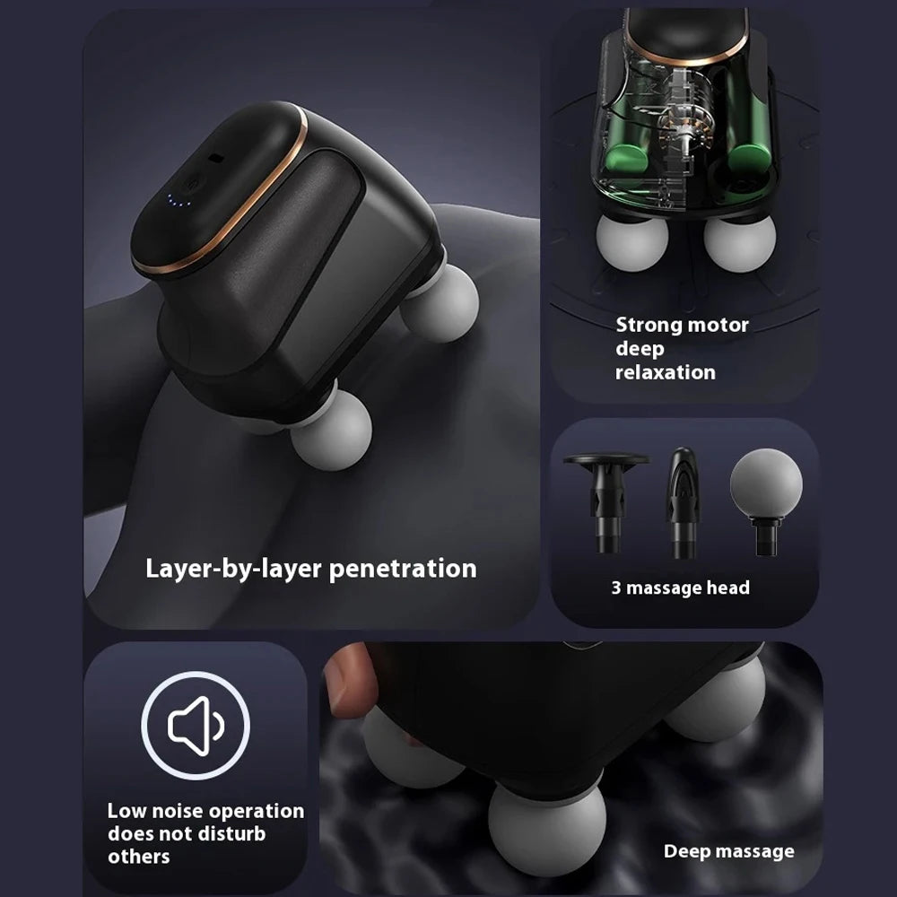 Portable Fascia Gun Muscle Massager Gun Four-head High Frequency Neck Shoulder Waist Massage Machine Professional Fascia Massage
