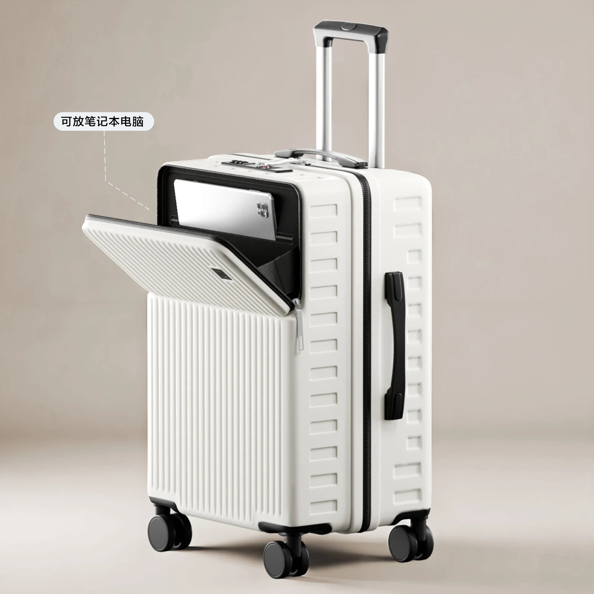 20"24"26 Inch Travel Suitcase Front Opening Luggage Laptop Boarding Case USB Charging Trolley Case with Wheels Carry on Luggage