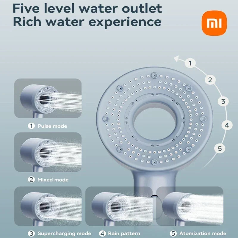 Xiaomi 5-Modes Shower Heads High Pressure Mijia ShowerHead Set Portable Rainfall Faucet Tap Bathroom Bath Home Bathroom Upgrade