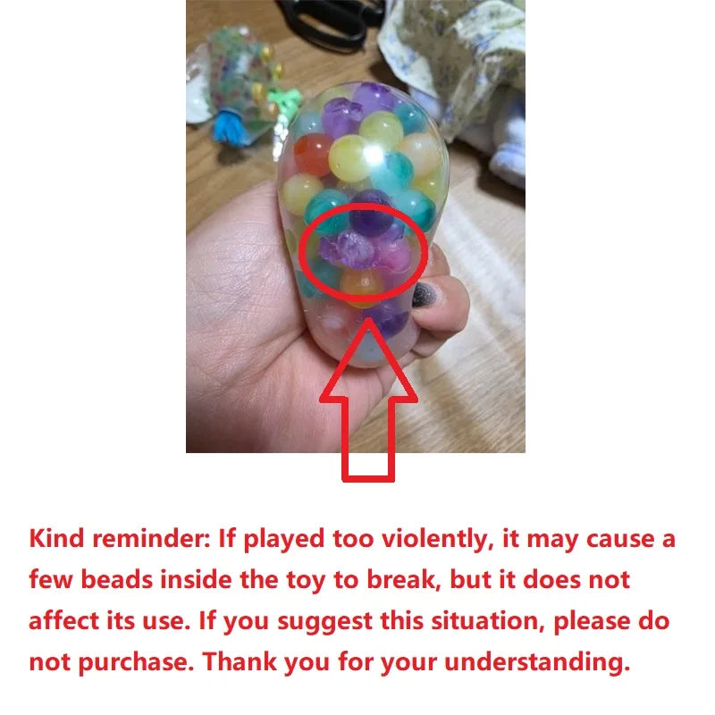 6cm Kids Exotic Pinch The Rainbow Bead Pressure Reducing Ball Vent Ball Decompression Toy TPR Pinch Le Grape Ball Adult Toys