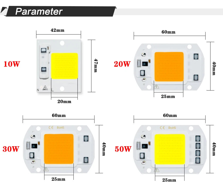 COB Chip LED Lamp 220V 10W 20W 30W 50W Smart IC No Need Driver Lampada LED Bulb Lamp For Flood Light Spotlight Diy Lighting