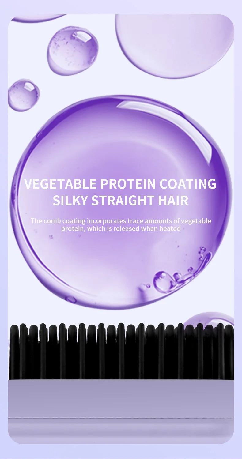 Electric Heating Straight Hair Comb LCD Screen USB Wireless Portable Negative Ion Styling Tool Rechargeable Straightening Brush