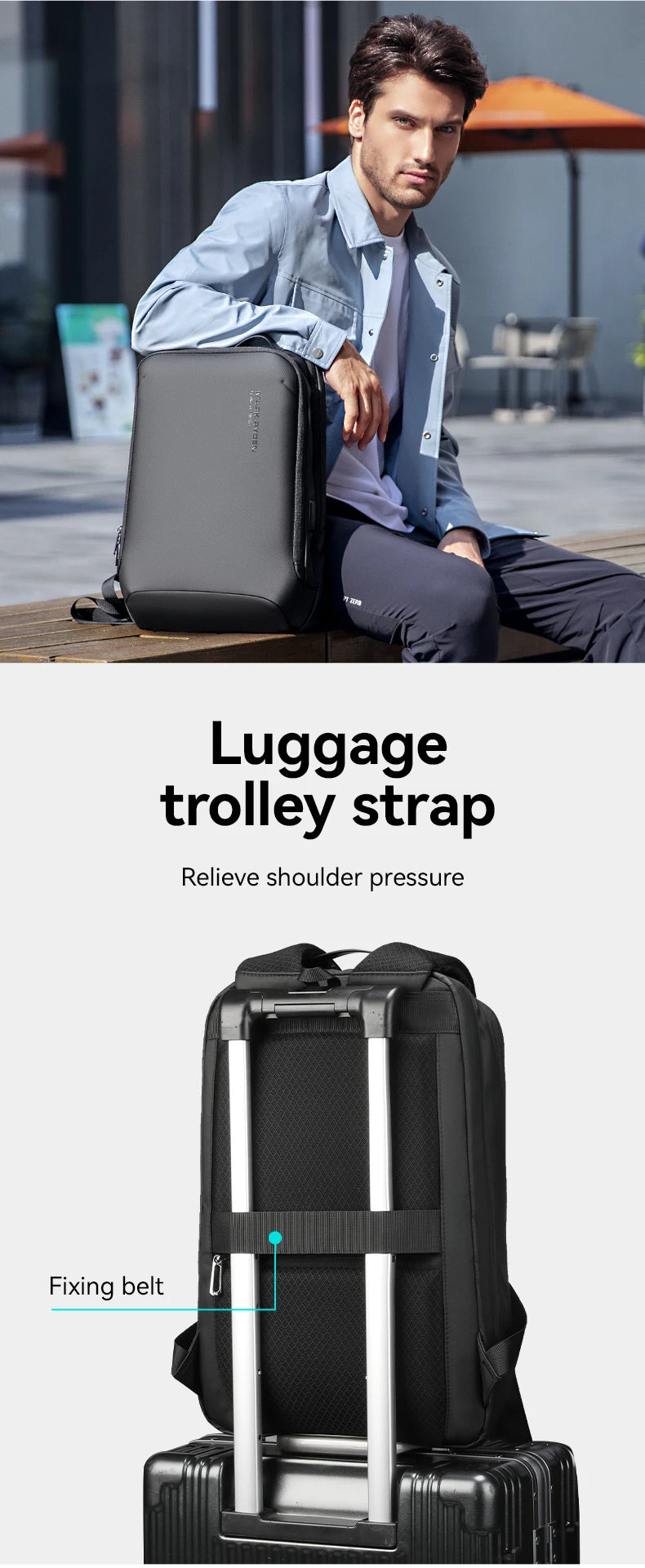 MARK RYDEN Slim Laptop Backpack for Men Business Minimalist Backpack YKK Zipper Scratch Resistant With USB