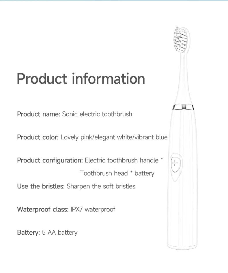 Clearance_Electric Toothbrush for Adults Soft Portable Battery Endurance IPX6 Waterproof Intelligent Effective Oral Care Men Wom