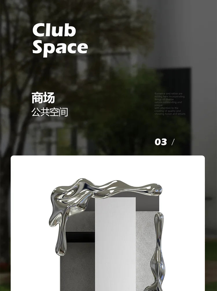 Wall hanging water ripple household villa model room floor mirror full-length mirror visual decoration