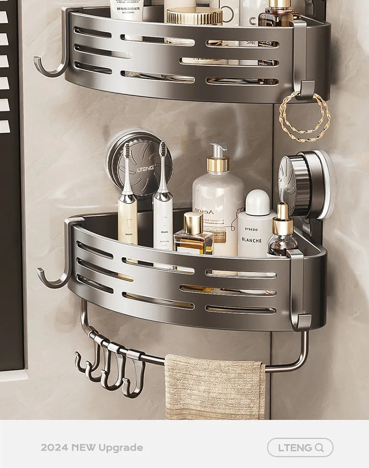 Bathroom suction cup triangular basket storage rack, bathroom washbasin corner, no need to drill holes, wall-mounted toilet