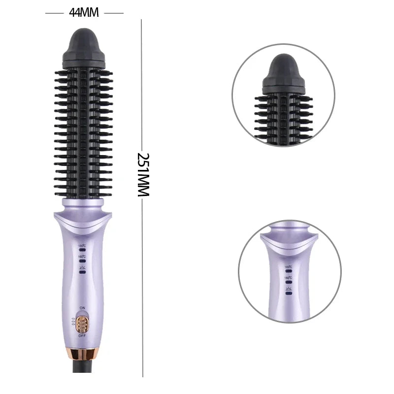 2 in 1 Hot Air Brush Hair Comb Mini Electric Brush Volumizer 2 in 1 Salon Hair Straightener Curler Portable Curling Styler