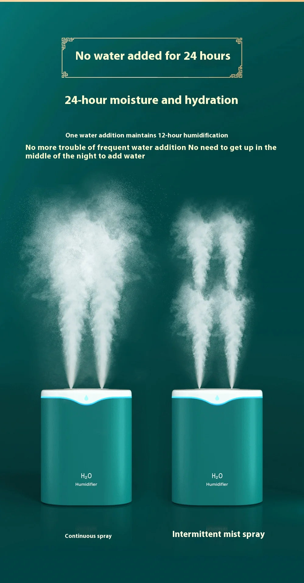 Large Capacity Dual Spray Humidifier Usb Home Bedroom 2L Silent Water Replenisher Air Purifier Wireless Water Diffuser Office