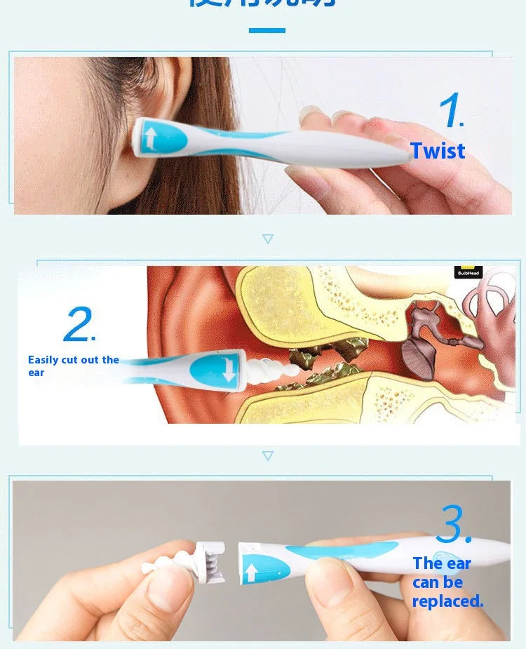 Ear Wax Remover Tool Ear Cleaner With Soft Silicone 16 Replacement Tips Simply To Grab Extract Earwax