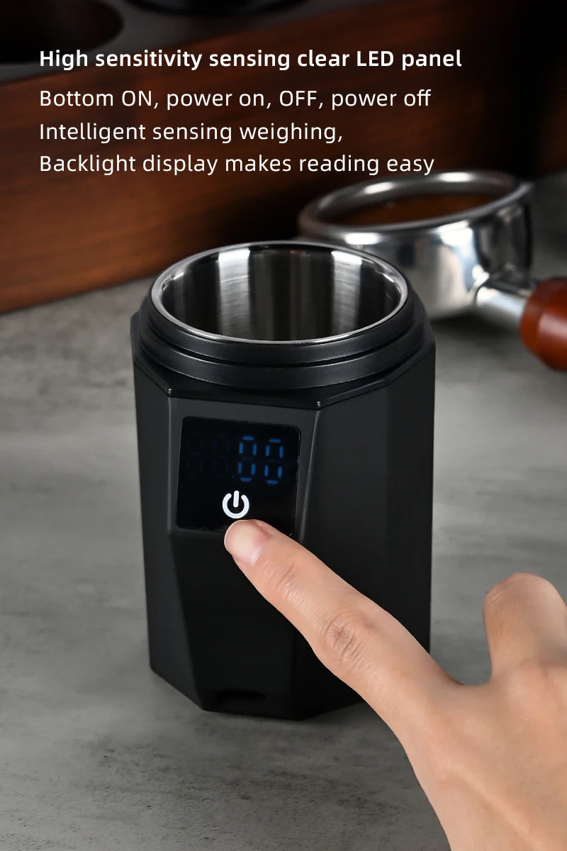 Portable Usb Rechargeable 500G/0.1g LED Display Screen Multiple Functions 304 Stainless Steel Coffee Electronic Scale Dosing Cup
