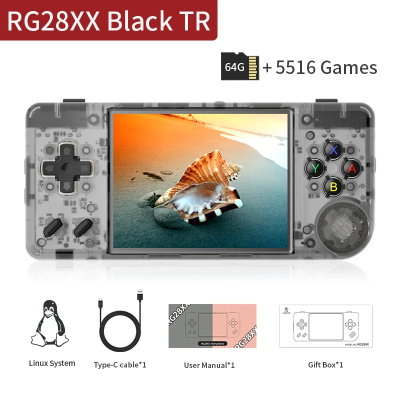 ANBERNIC RG28XX Handheld Game Console 2.83" IPS Screen Linux Retro Video Gaming Console 3100mAh Battery 5000 Games Support H-DMI