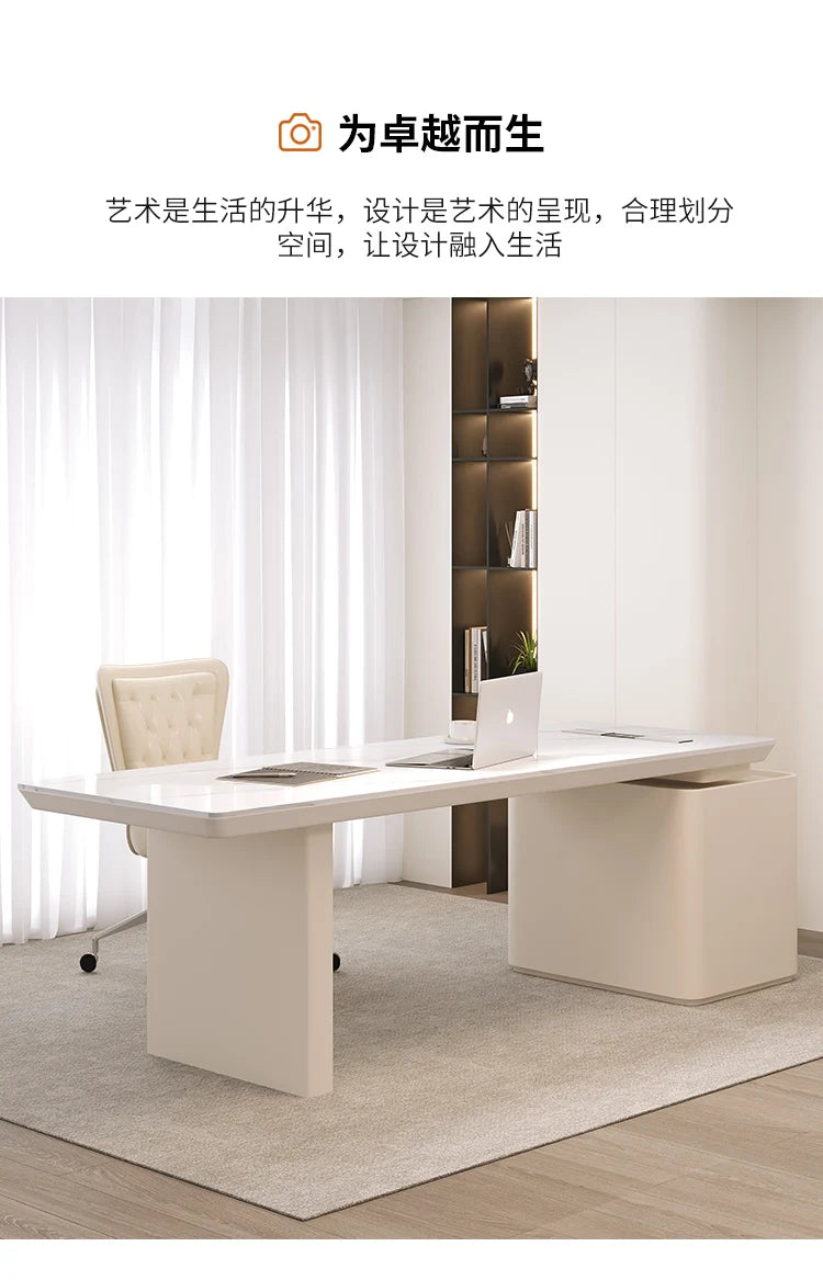 White minimalist office desk modern Elegant high-end design executive desk Mid century luxurymesa ordenador interior furniture