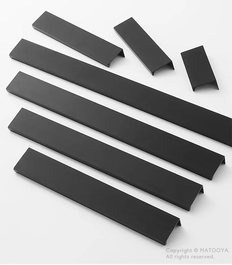 Hidden Furniture Handles Matte Black Gold Silver Kitchen Cabinet Pull Wardrobe Pull Not punched Handles for Cabinets and Drawers