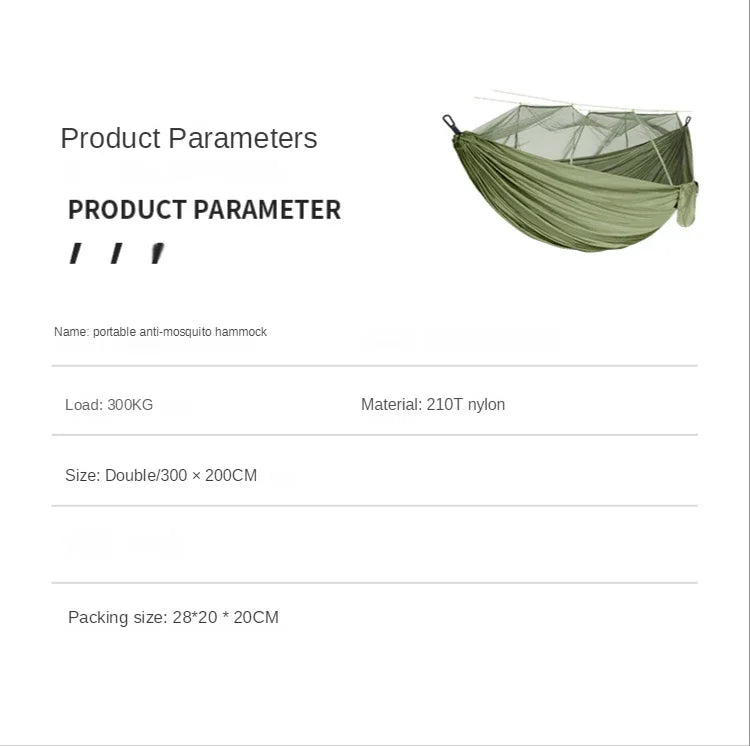 Double Mosquito Net Hammock 300×200CM Size Outdoor Camping Anti-mosquito Hammock Umbrella Cloth Nylon Anti-rollover Camping