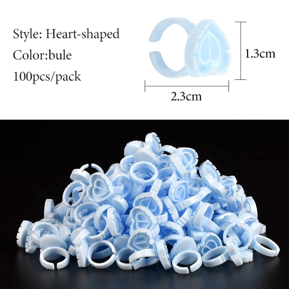 100PCS Glue Rings Lash Rings for Glue, Pigment Rings for Eyelash Extensions Eyelash Glue Holder Lash Glue Ring Smart Cups