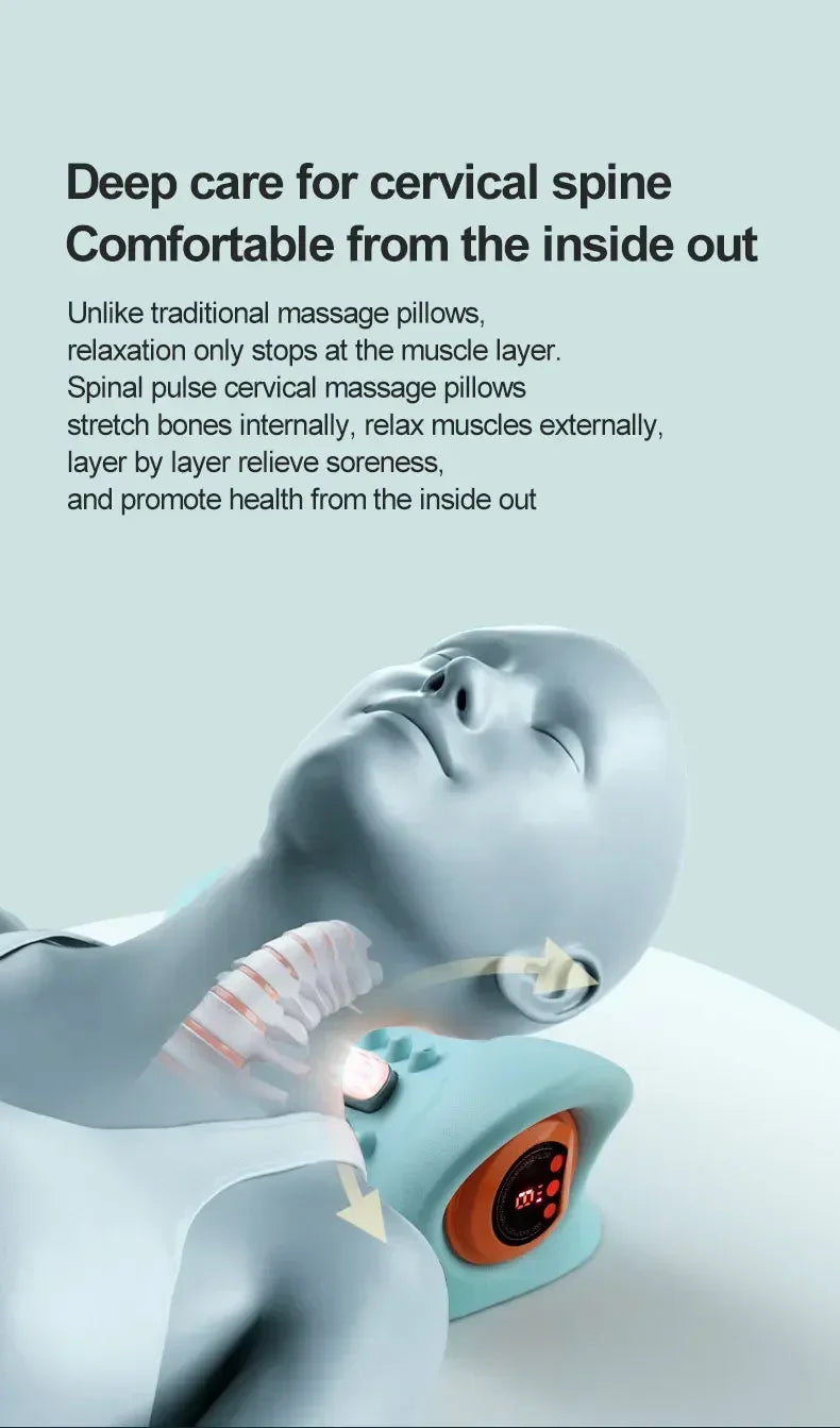 Electric Cervical Massager Neck Shoulder Stretcher Relaxer Chiropractic Traction Device Massage Pillow Cervical Spine Correction