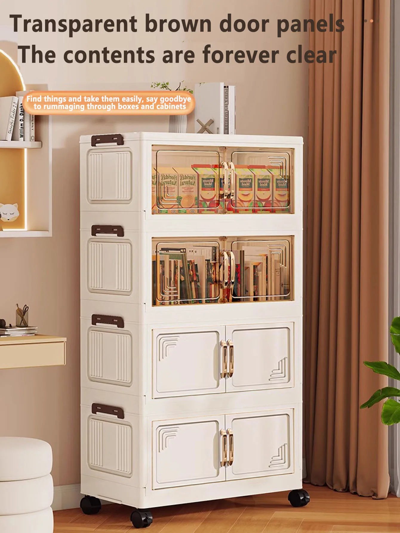 45/55/65cm Length Multifunction Storage Cabinet Large Capacity Foldable Easy-to-Install Storage Box Dustproof Wardrobe