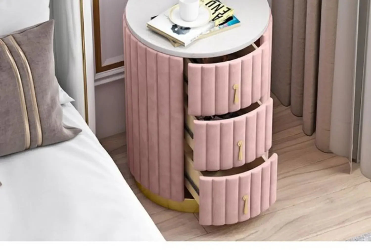 Mobile Side Bed Pink Nightstands Small Modern Modern Luxury Nightstands Space Saving Meuble De Rangement Storage Furnitures