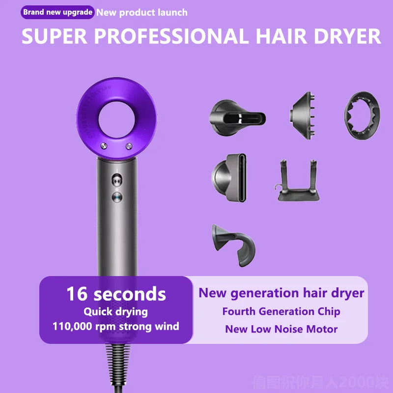 NEW High-power Leafless Hair Dryer 110,000 Rpm Professional 200 Million Negative Ion Hair Care Quick-drying Household Hair Dryer
