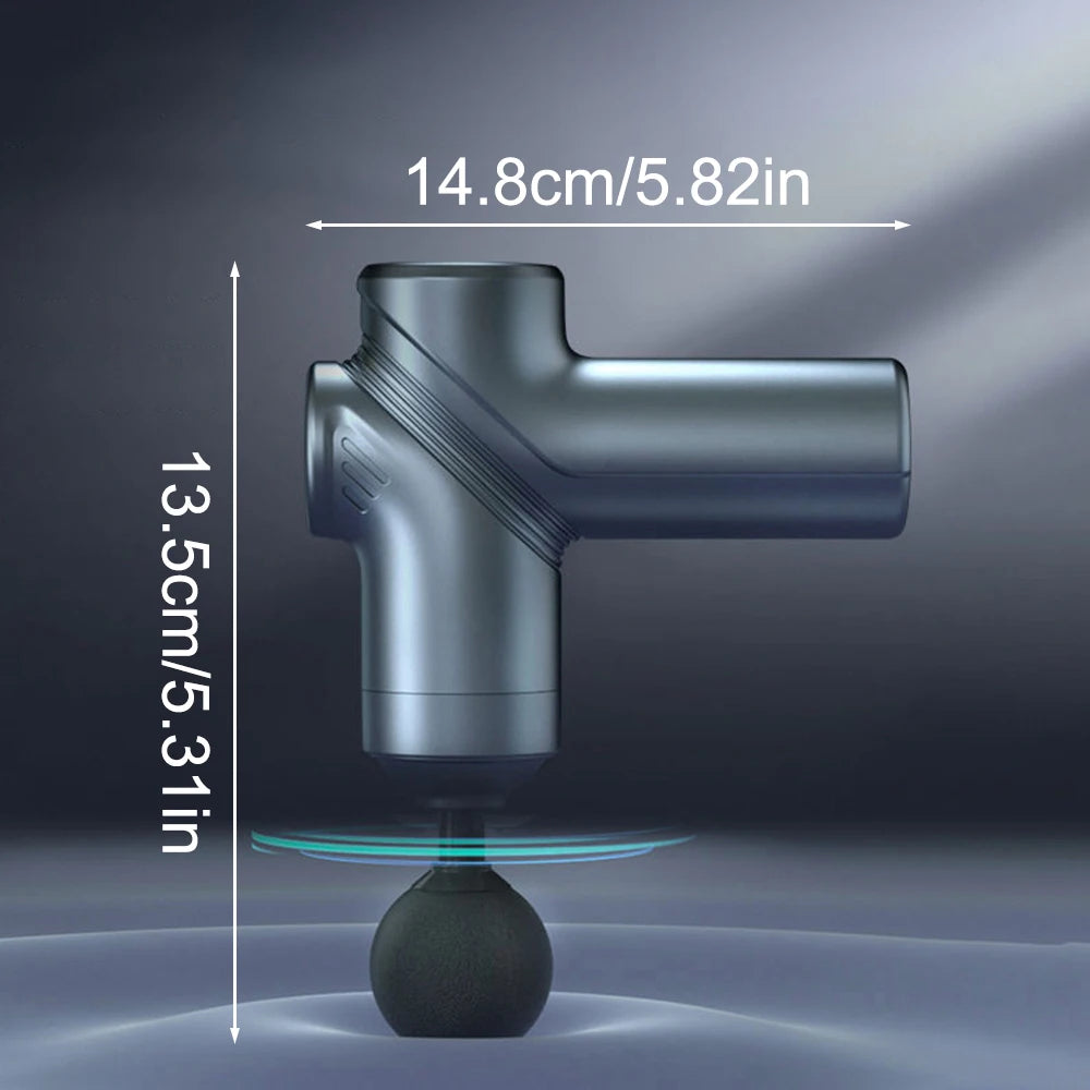 Deep Tissue Mini Massage Gun Muscle Percussion Massager for Athletes 4 Massages Head and 6 Speeds Grey