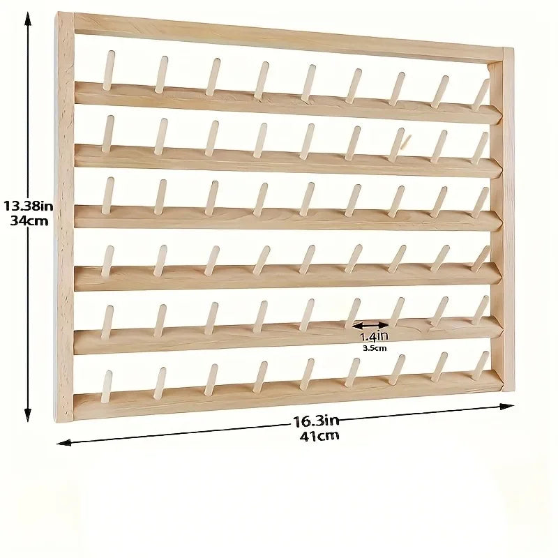 DIY Home Spindle Rack Wall Hanging Wooden Spool Sewing Thread Rack Storage Rack Hair Accessories Wig Display Organizer