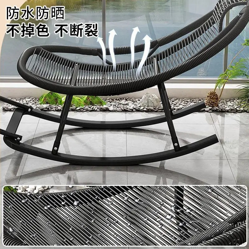 Rocking Recliner Garden Chair Widened Rocking Recliner Rattan Rainbow Rocking Chair Home Living Room Leisure Recliner