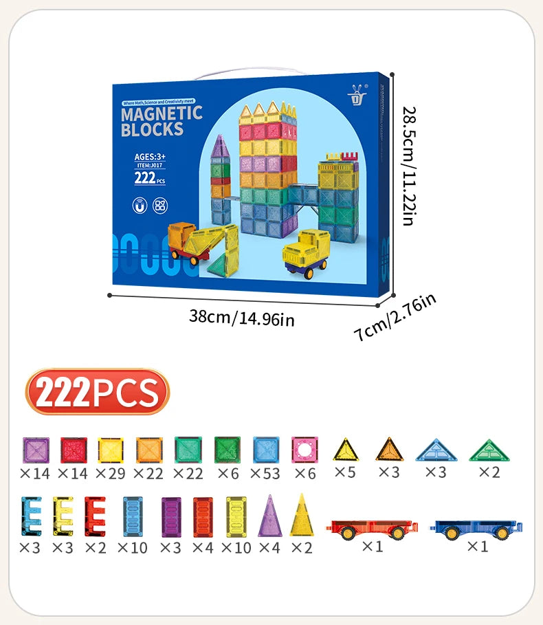 Magnetic Tiles for Kids Ages 3-5 4-8 Magnet Toys for 3 4 5 6 7 8+ Year Old Boys Girls Toddlers Magnetic Building Blocks Preschoo
