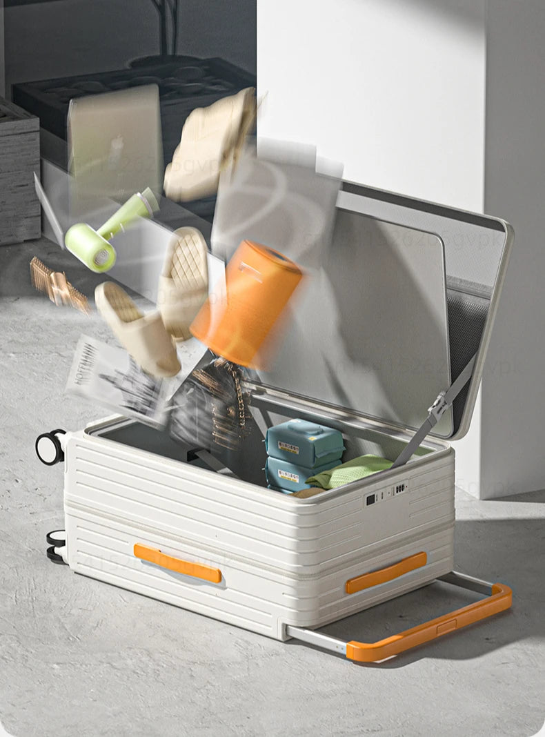 Front Opening Multi-Functional Suitcase Business Wide Trolley Luggage ABS+PC Large-capacity Password Box Travel Trolley Case