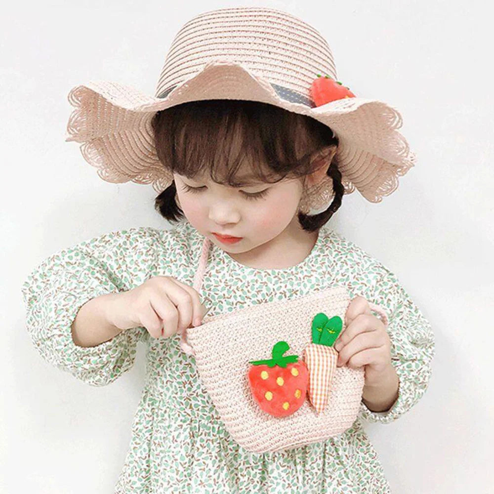 Kids Cute Hand Bag Children's Weave Shoulder Bags Fashion Straw Cross Bag For Girls Made From Natural