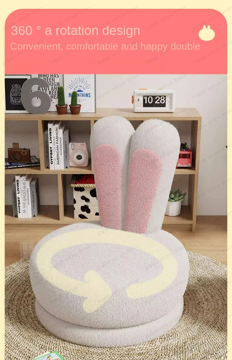 Children's Sofa Lazy Sofa Cute Chair for Living Room Rotating Cartoon Rabbit Ears Chair Leisure Reading Chair Chair with Back
