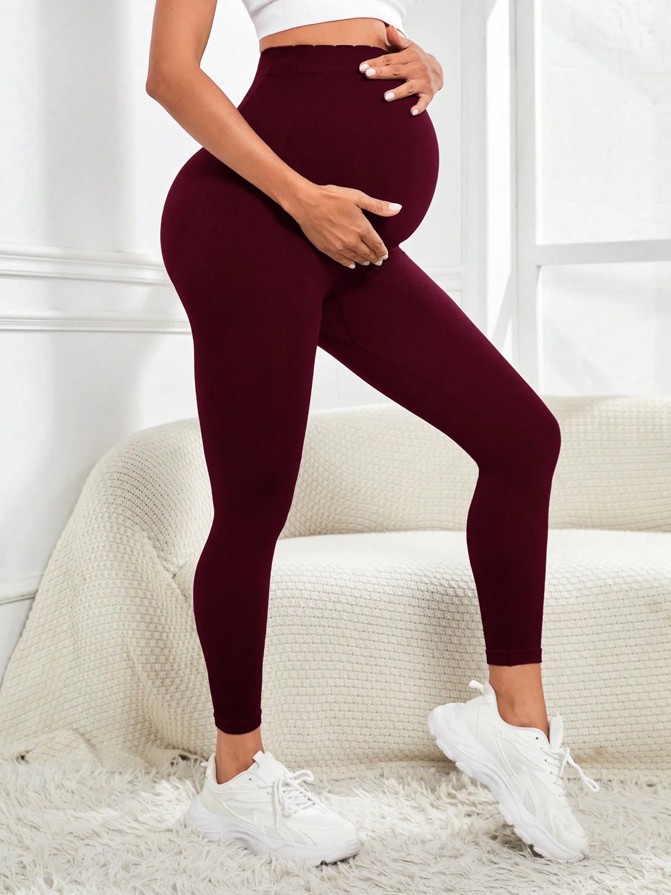 High Waist pregnancy Leggings Maternity clothes for pregnant women Belly Support Knitted Leggins Body  Trousers
