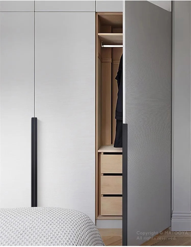 Hidden Furniture Handles Matte Black Gold Silver Kitchen Cabinet Pull Wardrobe Pull Not punched Handles for Cabinets and Drawers