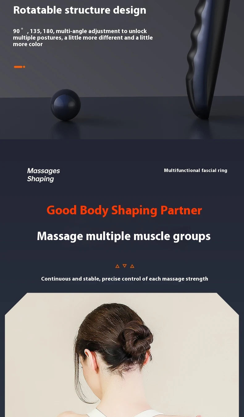 Fascia Massage Gun Shoulder Massager Electric Muscle Massage Machine High Frequency Back Waist Body Massage with Extended Handle