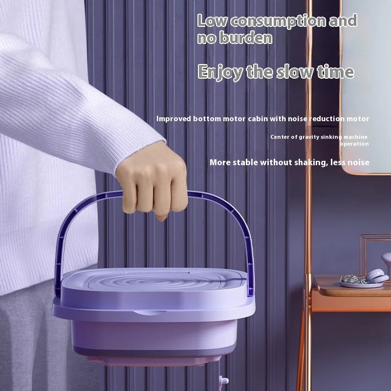 8L Portable Small Foldable Washing Machine with Spin Dryer For Socks Underwear Panties Washer Household Mini Washing Machine