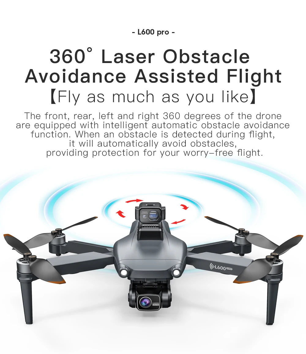 L600 PRO GPS Drone Professional 4K HD Dual Camera 360° Obstacle Avoidance Brushless Motor 5G WIFI FPV RC Quadcopter Toys Dron