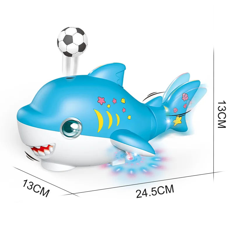 Electronic Pet Fish Children Shark Toy with Lights Music Crawling Toy Suspended Balloon Blowing Toys for Kid Birthday Xmas Gifts