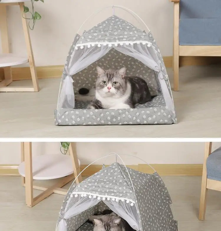Cat Tent Bed Pet Cat House Closed Cozy Puppy Cage with Floors Pet Dog House Calming Cat Beds Puppy Kennel Tents Pet Supplies