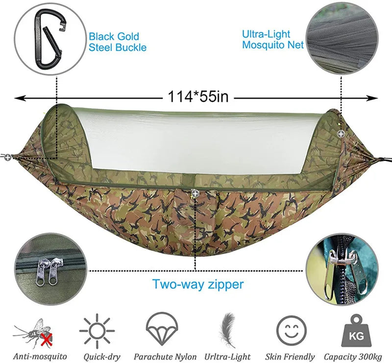 Camping Hammock with Mosquito Net and Rain Fly Tarp,hammock chair swing chair outdoor for Backpacking, Survival,Travel