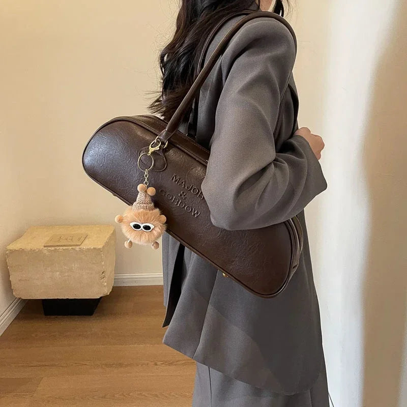 Pu Solid Sewing Zipper Shoulder Bags Soft Baguette Type 2024 High Quality Bags for Women Large Capacity Women's Handbags