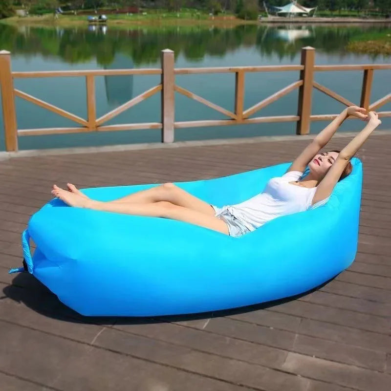 Portable Lazy Inflatable Sofa - Outdoor & Indoor Foldable Air Mattress, Quick-Fold Sofa Bed for Lunch Breaks