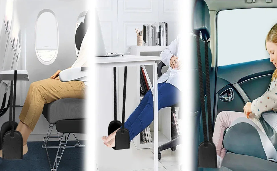 Foot Hammock for Flight, Plane Foot Hammock, Flight Essentials Hammock Support Plates Perfect for Long Travel Foot Leg Rest