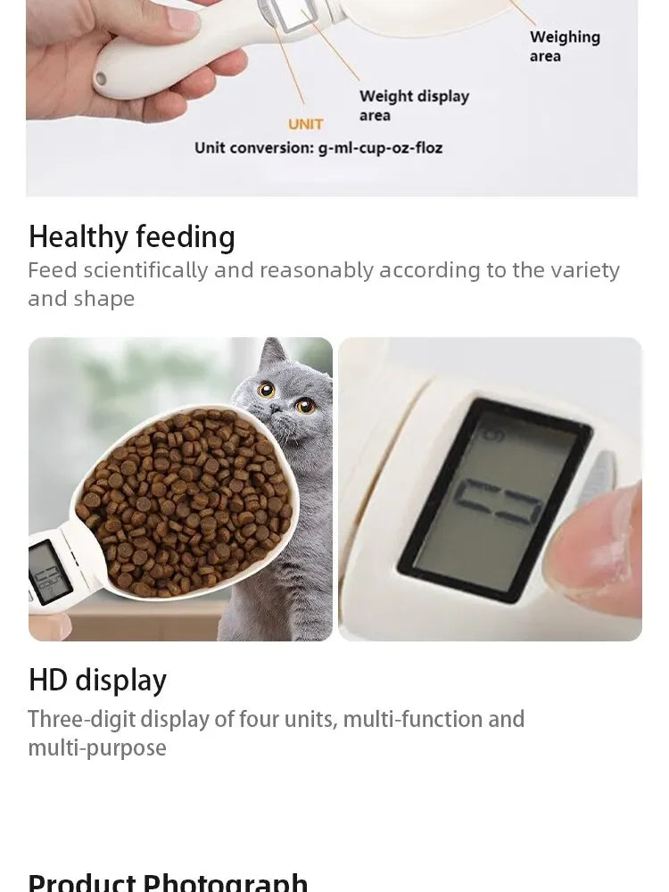 Pet Food Scale LCD Electronic Precision Weighing Tool Dog Cat Feeding Food Measuring Spoon Digital Display Kitchen Scale