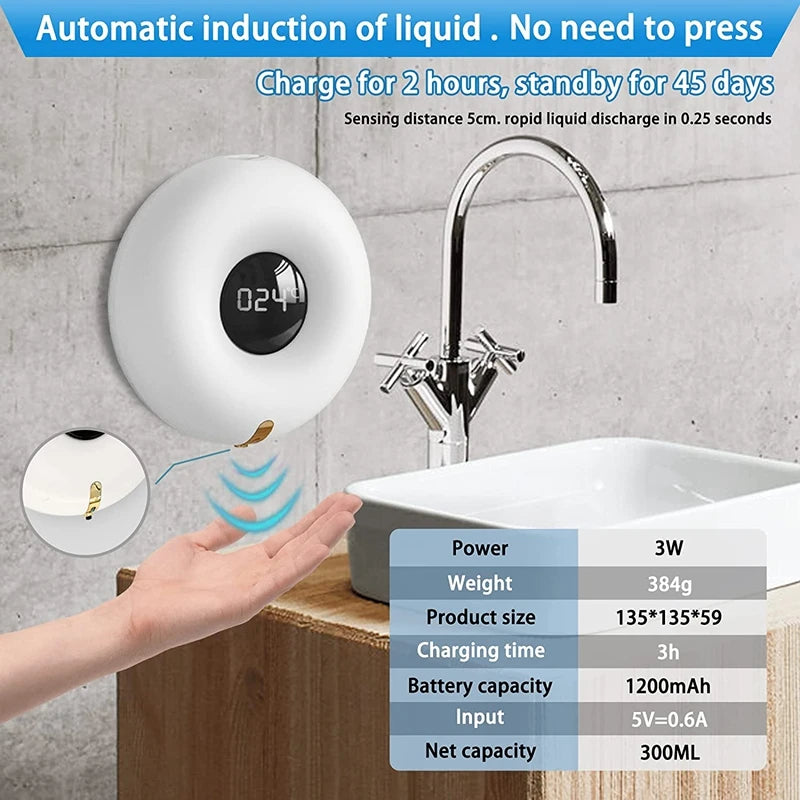 Wall Mounted Soap Dispenser 280ml Touchless Automatic Liquid Foam Soap Dispenser Hand Sanitizer Bathroom Home Accessories