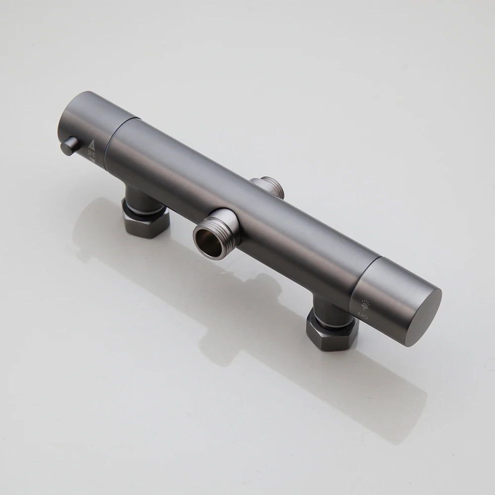 KEMAIDI Grey Constant Temperature 38° Shower Set Intelligent Brass Bathroom Faucets Hot Cold Rainfall  Bathtub Shower System