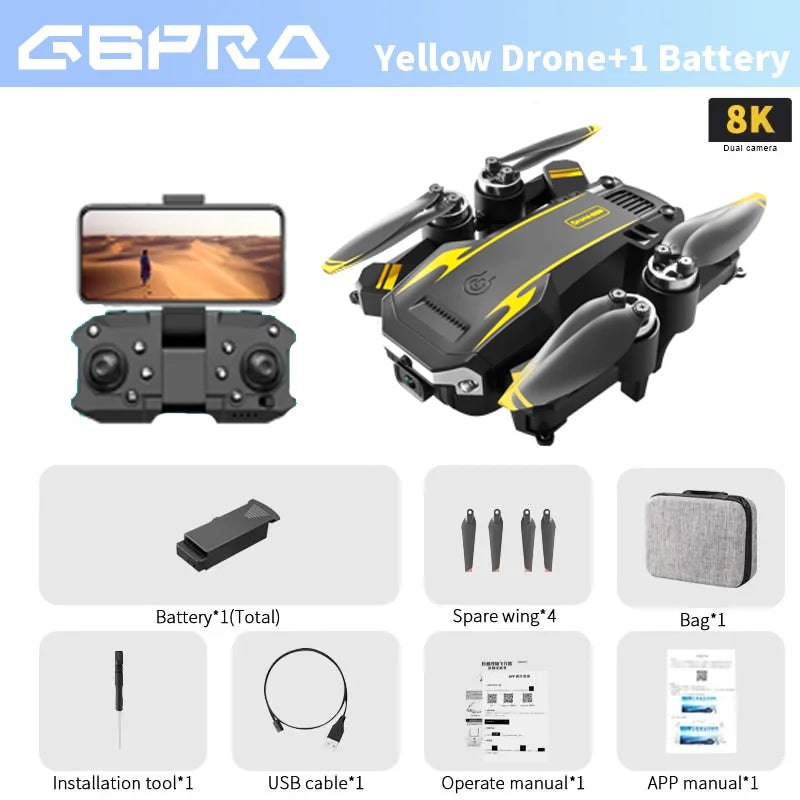 KBDFA G6 Drone Professional  4K HD Camera 8K No GPS Obstacle Avoidance RC Helicopter Brushless WIFI FPV Foldable Quadcopter Toys
